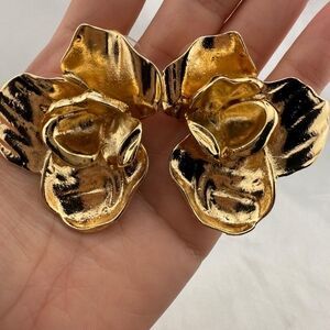 Zara Gold Floral Statement Earrings